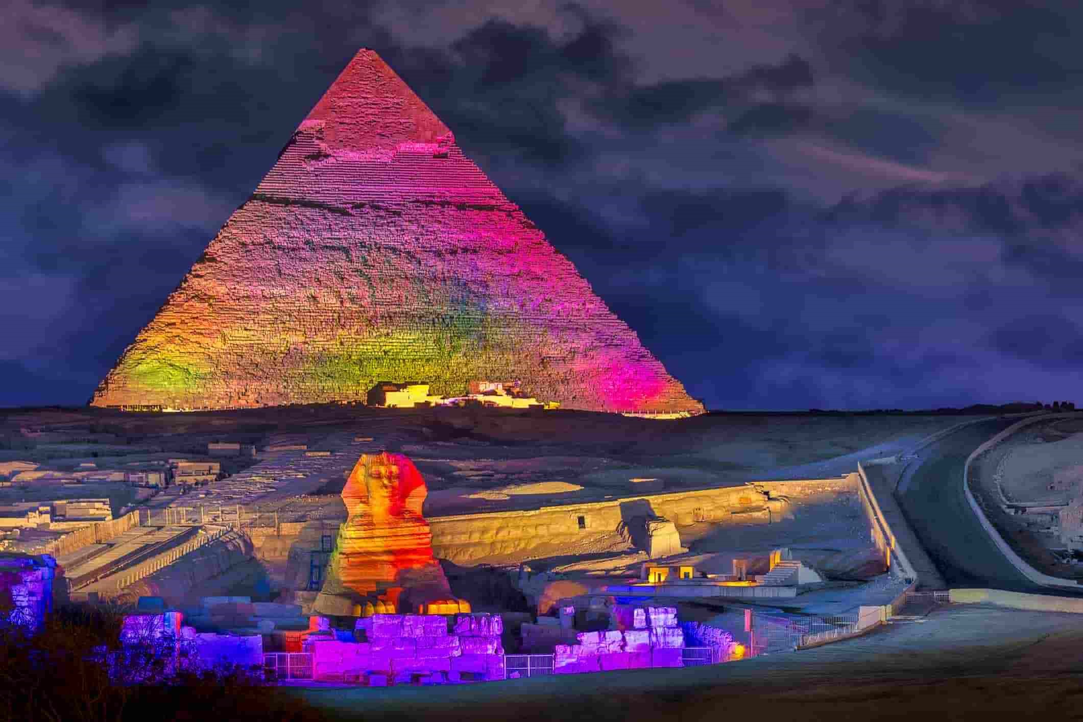 Light and sound show in the pyramids & Dinner