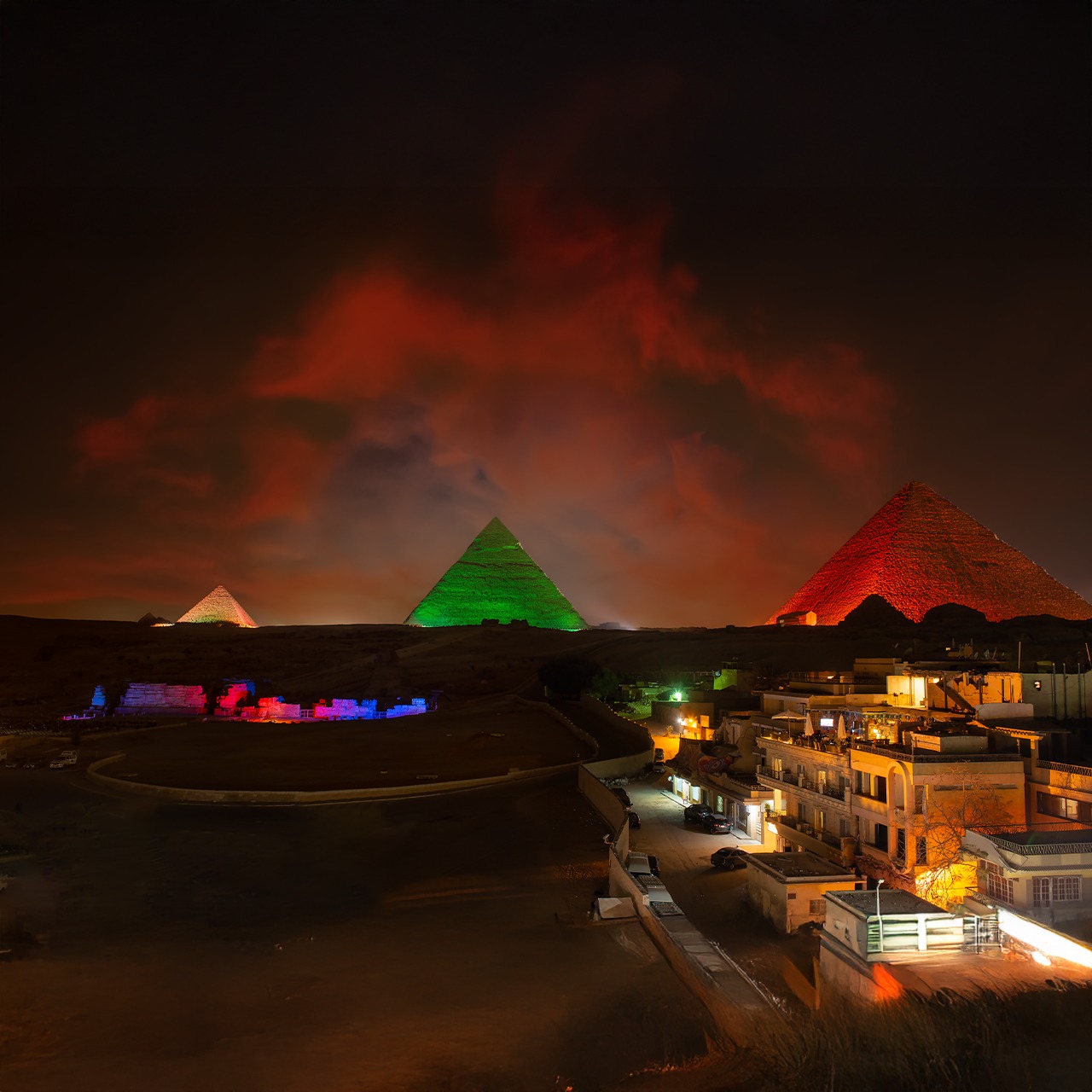 Light and sound show in the pyramids & Dinner